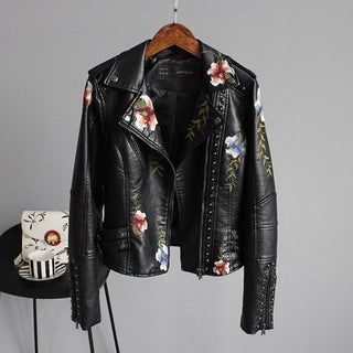 Broderet Bikerjakke