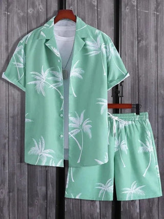 Tropisk Sommerset med Skjorte og Shorts