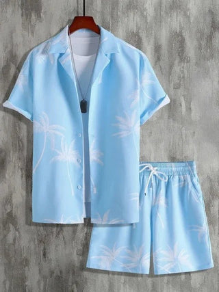Tropisk Sommerset med Skjorte og Shorts