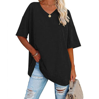 Oversized T-shirt med V-udskæring